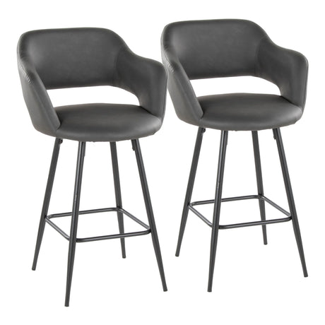 Margarite - Contemporary Fixed Height Counter Stool With Square Footrest (Set of 2) - Furniture Home Direct