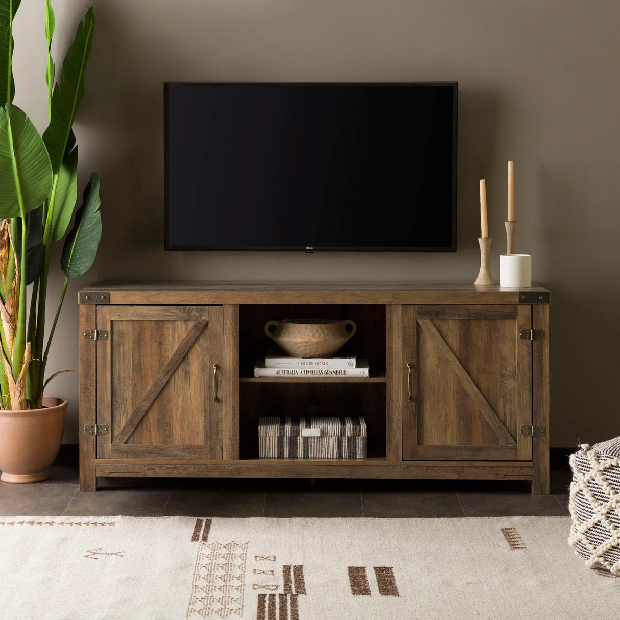 Farmhouse Barn Door TV Stand For TVs Up To 65" - Furniture Home Direct