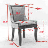 Ultra Side Dining Chair,Thickened Fabric Chairs With Neutrally Toned Solid Wood Legs, Bronze Nail Head (Set of 2) - Furniture Home Direct