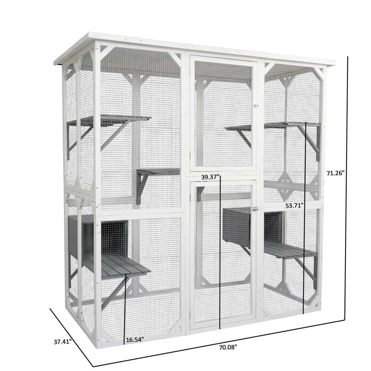 Xpt018 Cat Cage Box Lovely House Cute Pet Play Speace Wooden Medium - White - Furniture Home Direct