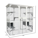 Xpt018 Cat Cage Box Lovely House Cute Pet Play Speace Wooden Medium - White - Furniture Home Direct
