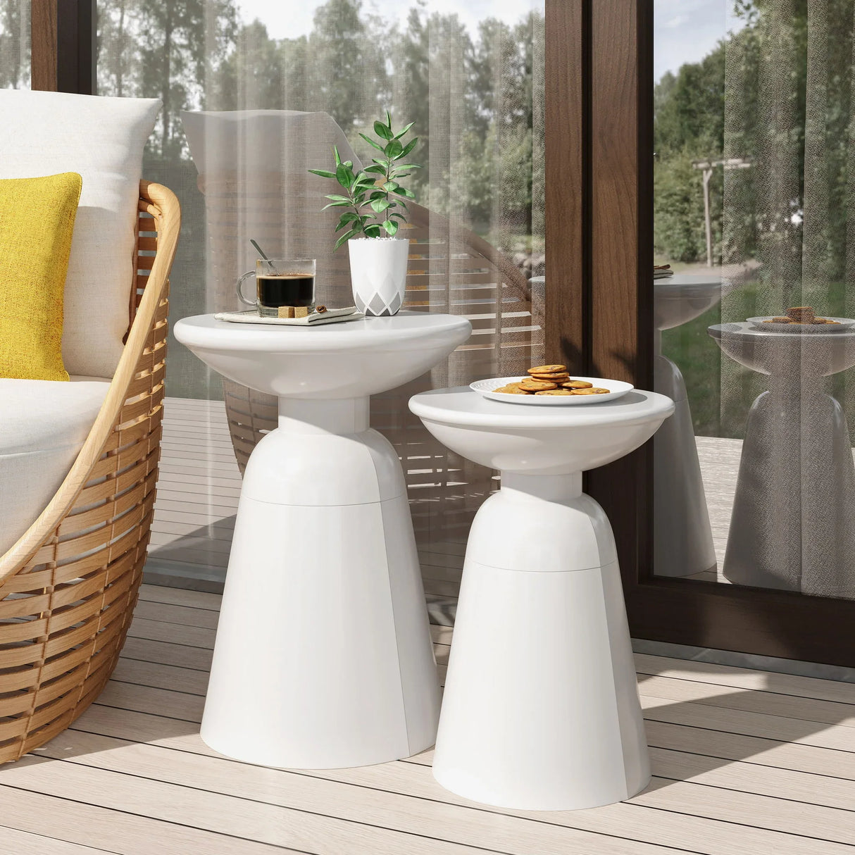 Serenita - Outdoor Side Tables With Flared Design (Set of 2)
