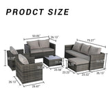 6 Piece Wicker Patio Set With Glass Table - Furniture Home Direct