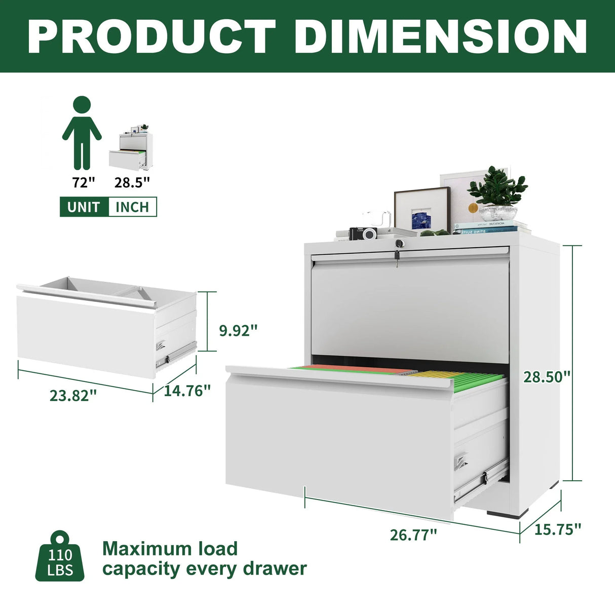 Premium Drawer Metal Lateral File Cabinet With Lock - Furniture Home Direct