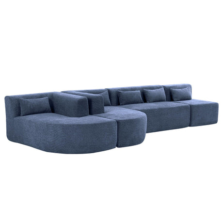 Upholstered Sofa Free Combined Sofa Couch With 2 Chaise Lounge And Five Back Pillows For Living Room - Furniture Home Direct