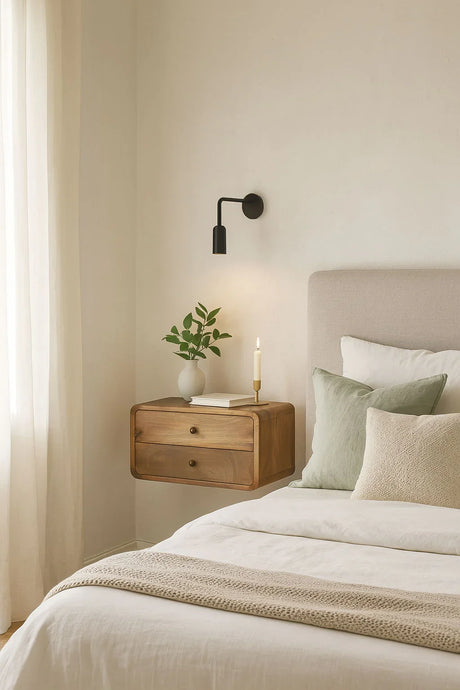 Curved Wall Mounted Bedside Nightstand - Furniture Home Direct