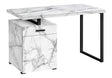 Computer Desk, Home Office, Laptop, Left, Right Set-Up, Storage Drawers, Work, Marble Look Laminate, Contemporary, Modern - White - Furniture Home Direct
