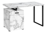 Computer Desk, Home Office, Laptop, Left, Right Set-Up, Storage Drawers, Work, Marble Look Laminate, Contemporary, Modern - White - Furniture Home Direct