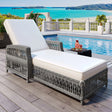 Outdoor Long Reclining Chaise - Beige - Furniture Home Direct
