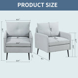 Contemporary Accent Chair With Metal Legs, Comfy Chenille Fabric Armchair - Furniture Home Direct