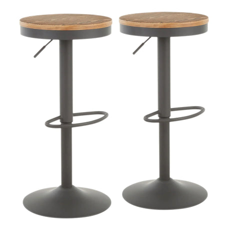 Dakota - Industrial Adjustable Barstool (Set of 2) - Furniture Home Direct