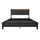 Bed With Charging Station, American Design Upholstered Headboard, Metal Platform - Furniture Home Direct