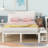 Platform Bed With 2 Tier Storage Shelves, Storage Cabinet - Furniture Home Direct
