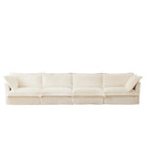 Corduroy Long Stationary Sofa - Cream - Furniture Home Direct
