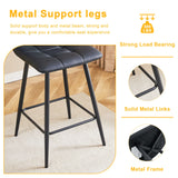 Counter Stool Set Faux Leather Tufted Cushions Black - Furniture Home Direct