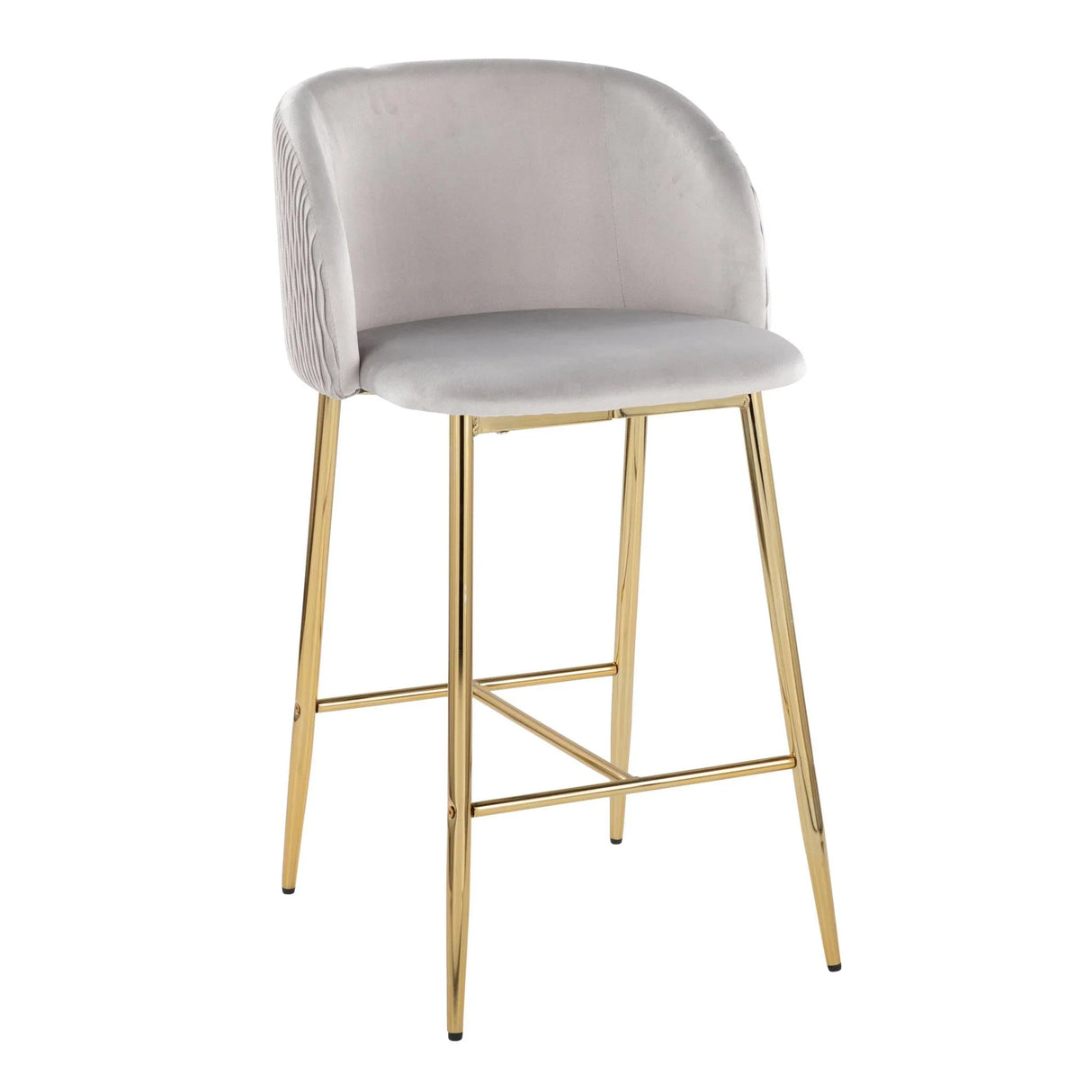 Fran - Pleated Waves Contemporary / Glam Fixed Height Counter Stool (Set of 2) - Furniture Home Direct