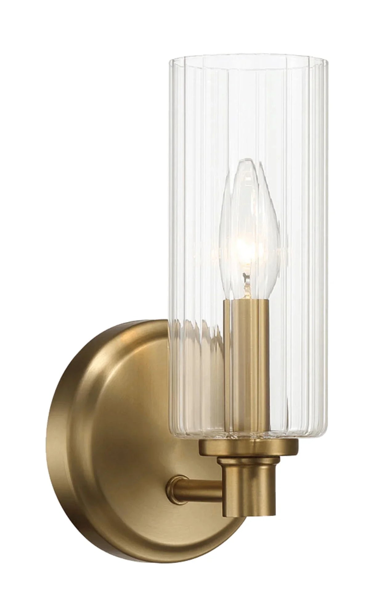 Jardin - Single Light Wall Sconce With Clear Ribbed Satin - Clear / Gold - Furniture Home Direct