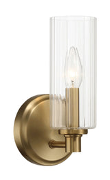 Jardin - Single Light Wall Sconce With Clear Ribbed Satin - Clear / Gold - Furniture Home Direct