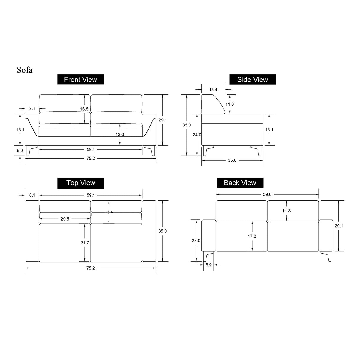 Creta - Sofa - Light Gray - Furniture Home Direct