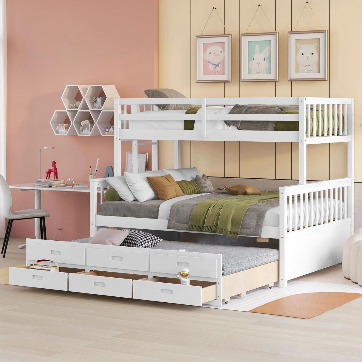 Bunk Bed With Twin Size Trundle And Drawers - Furniture Home Direct