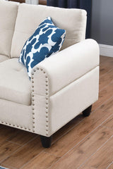 Alger - Wide Left Hand Facing Sofa & Chaise With Ottoman - Beige - Furniture Home Direct