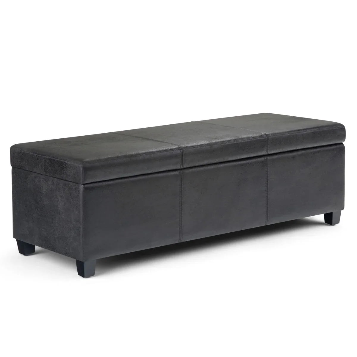 Avalon - Storage Ottoman Bench - Distressed Black - Furniture Home Direct