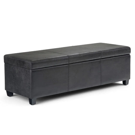 Avalon - Storage Ottoman Bench - Distressed Black - Furniture Home Direct