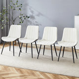 Dining Chairs Four Upholstered Leather Black Legs White - Furniture Home Direct