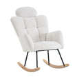 Contemporary Teddy Fabric Upholstered Nursery Rocking Glider Chair With High Backrest And Pillow - Furniture Home Direct