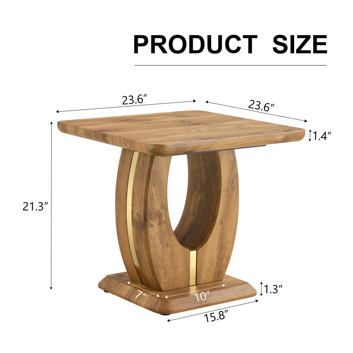 End Table Square Wood Grain With Curved Base Walnut - Furniture Home Direct