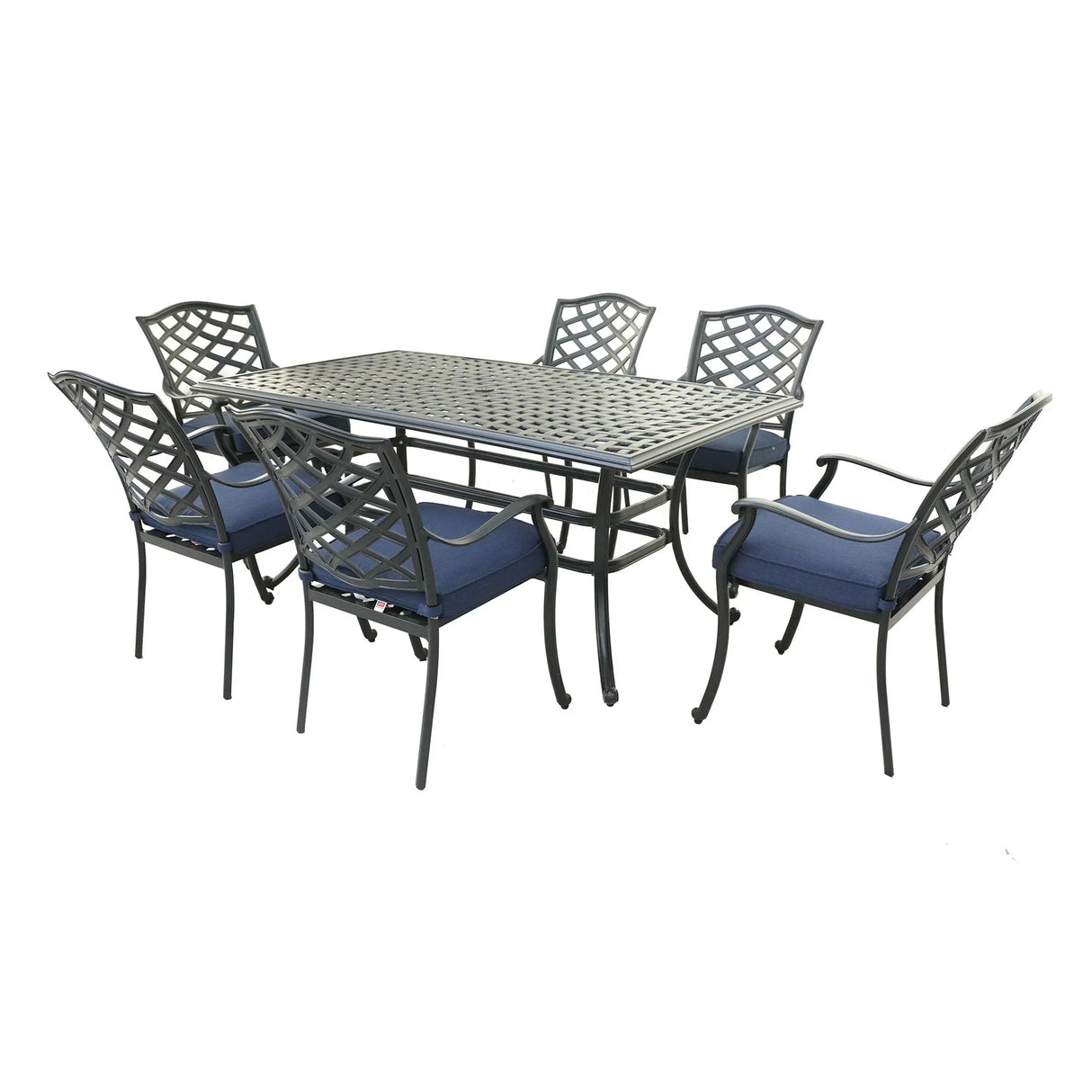 Rectangular Aluminum Dining Set With Cushions - Furniture Home Direct