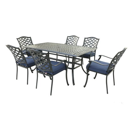 Rectangular Aluminum Dining Set With Cushions - Furniture Home Direct