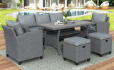 6-Piece Outdoor Wicker Set - Gray - Furniture Home Direct