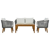 4-Piece Patio Conversation Set with Loveseat, 2 Chairs, Coffee Table + Cushions - Gray - Furniture Home Direct