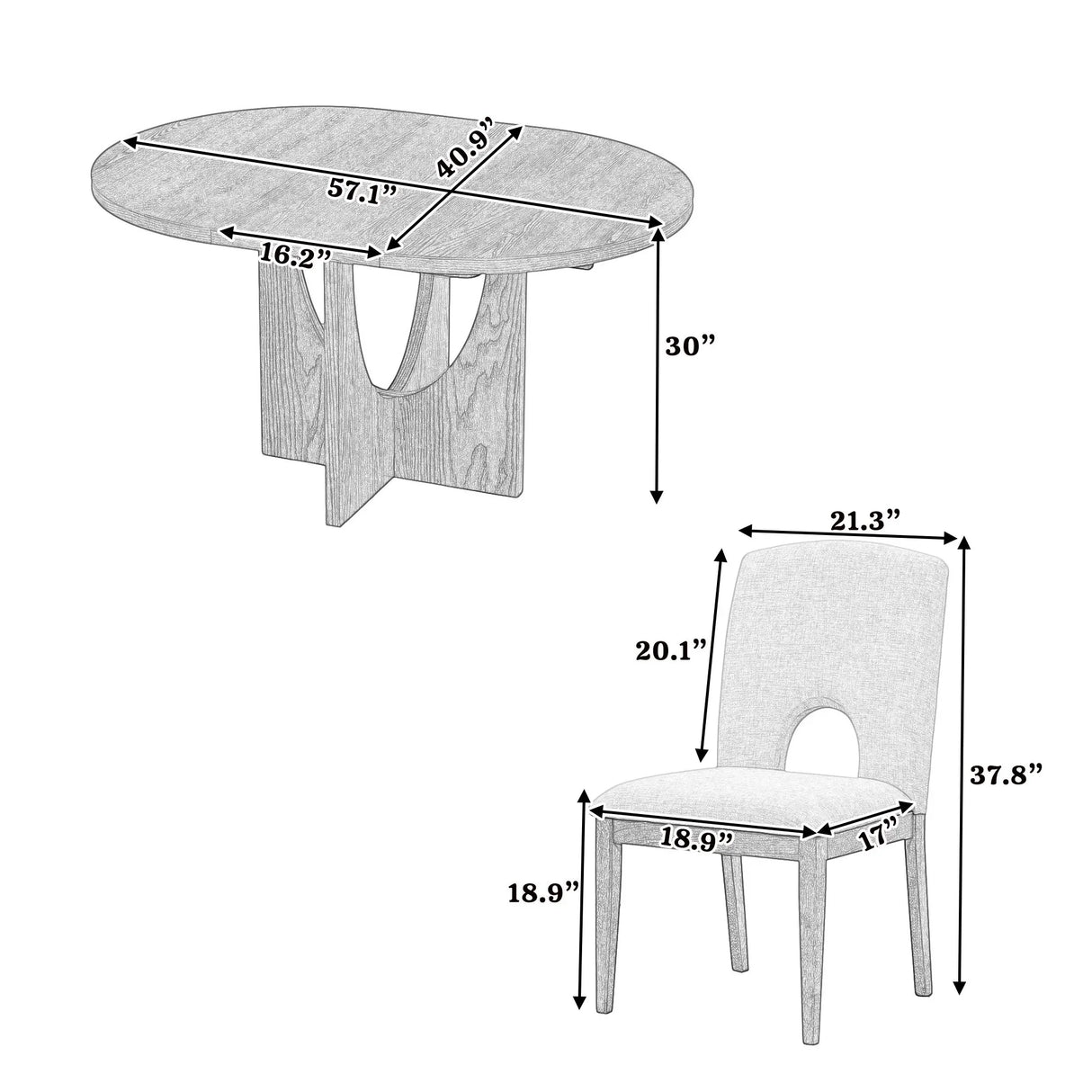 Topmax - 5 Piece Modern Extendable Round Dining Table Set With Removable Leaf For Small Places - Furniture Home Direct