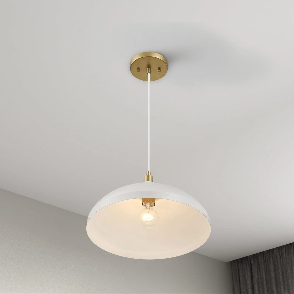 Astral - Single Light Pendant Lamp For Entrance Kitchen Island - Gold / White - Furniture Home Direct