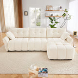 Sofa Set With Ottoman And Pillows, Textured, High Resilience Cushions - Furniture Home Direct