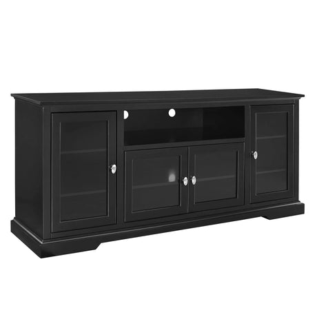 Transitional Classic 70" TV Stand For 80" TVs With 4 Glass Doors - Furniture Home Direct