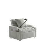 Convertible Velvet 3 In 1 Sofa Bed With Adjustable Sleeper Chair And Multi Pockets - Furniture Home Direct