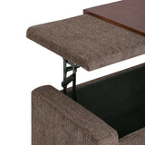 Bretton - Lift Top Storage Ottoman - Deep Umber Brown - Furniture Home Direct