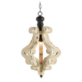 Farmhouse Chandeliar Distressed Pendant French Country Wood Chandelier For Living Room Foyer, Bulb Not Included - Antique Cream - Furniture Home Direct