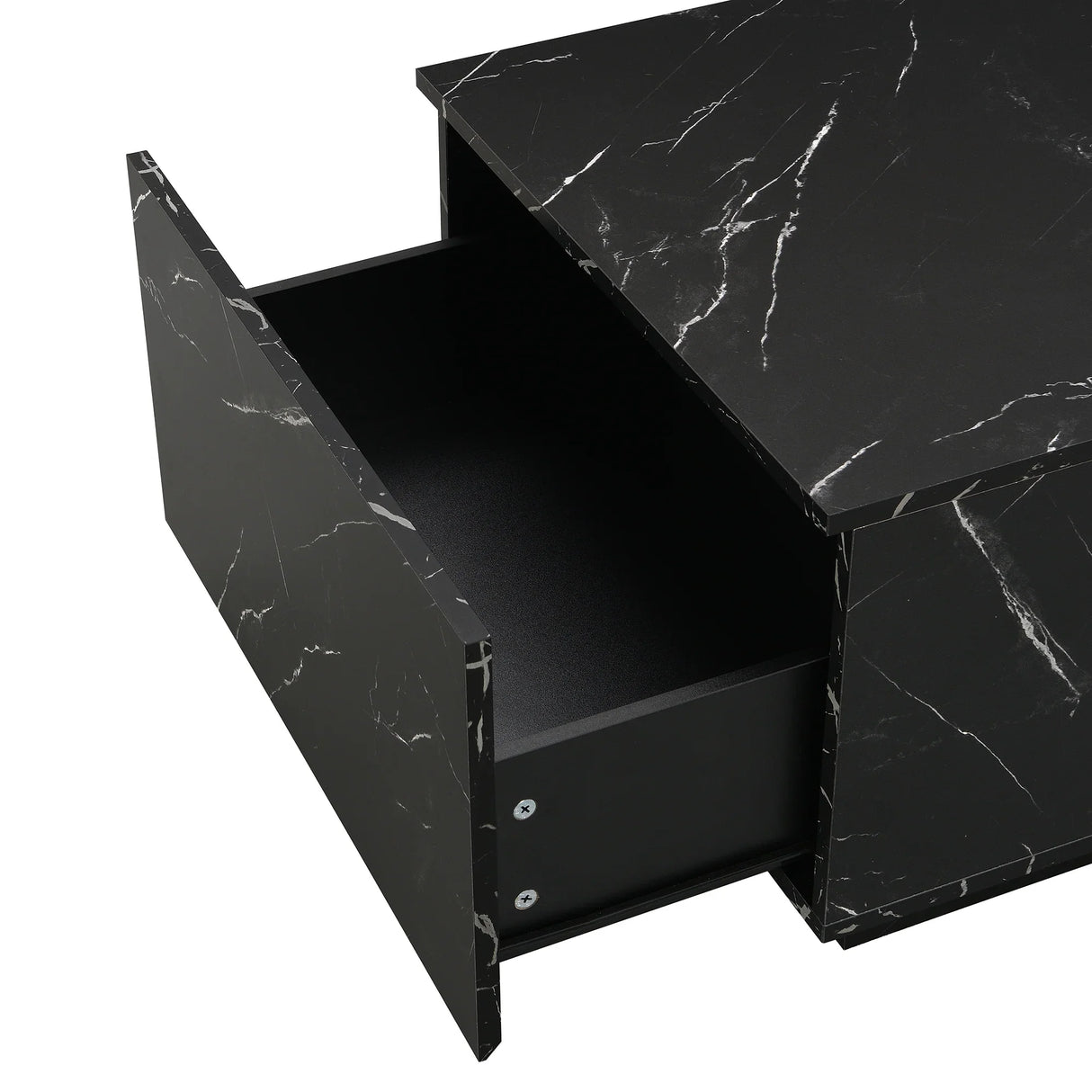 TV Stand Modern Marble Look With Wood Accent Black - Furniture Home Direct