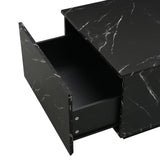TV Stand Modern Marble Look With Wood Accent Black - Furniture Home Direct
