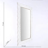 Handcarved Wave Design Rectangle Mirror Accent Enhancing Space - Antique White - Furniture Home Direct