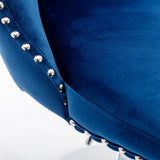 Counter Height Bar Stool Swivel Tufted Velvet Back Blue - Furniture Home Direct