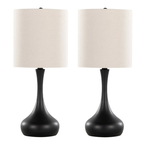 Genie - Contemporary Table Lamp (Set of 2) - Matte Black / Oatmeal - Furniture Home Direct