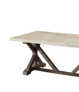 Romina - Marble Top Weathered Coffee Table - White Marble - Furniture Home Direct