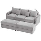 Modern Style Loveseat Sofa Sectional Sofa Couch With Storage Space, A Movable Ottoman, Two USB Ports, Two Cup Holders, A Phone Holder For Living Room - Furniture Home Direct