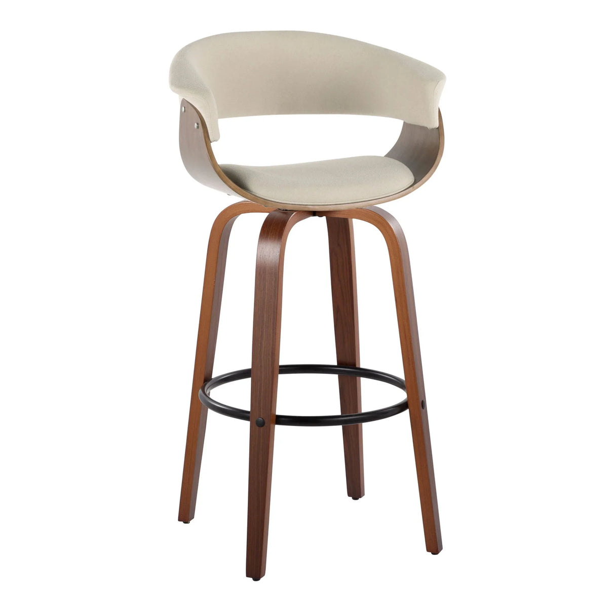 Vintage Mod - Mid Century Modern Fixed Height Barstool With Swivel & Round Footrest (Set of 2) - Furniture Home Direct