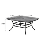 Square 8 Person 63.98" Long Dining Set With Dupione Brown Cushions - Furniture Home Direct